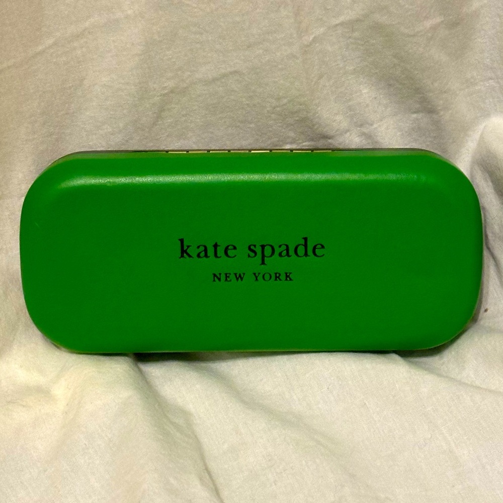 Kate Spade green & black hard shell signature eyeglass readers sunglass case